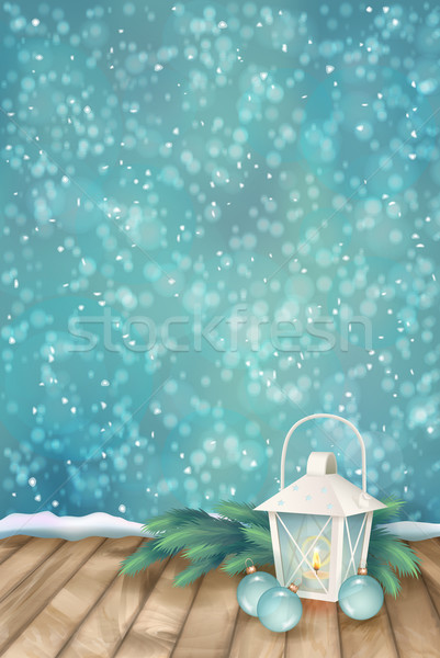 Stock foto: Vektor · Winter · Weihnachten · Szene · Landschaft