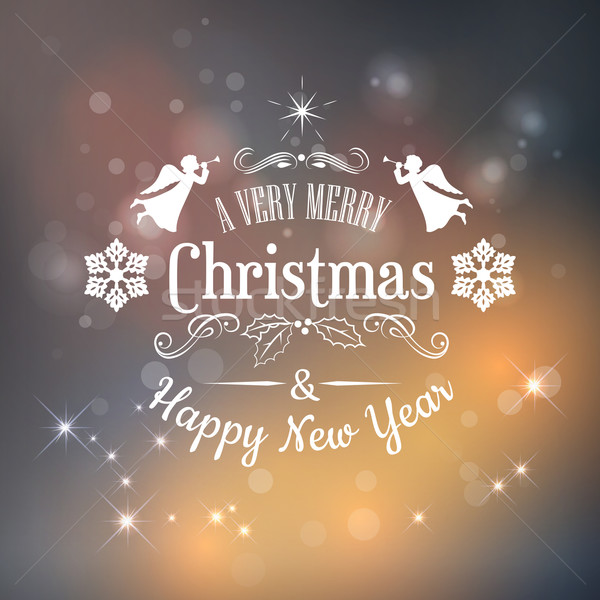 Natal tipografia alegre feliz ano novo cartão carta Foto stock © kostins