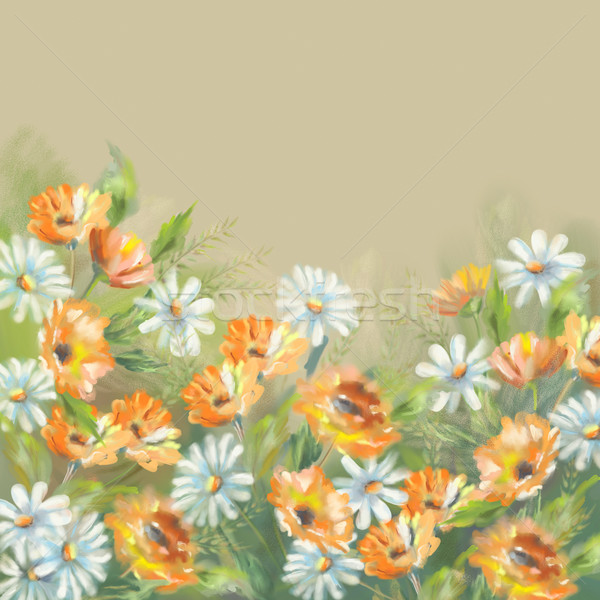 Watercolor Painted Flowers Stock photo © kostins