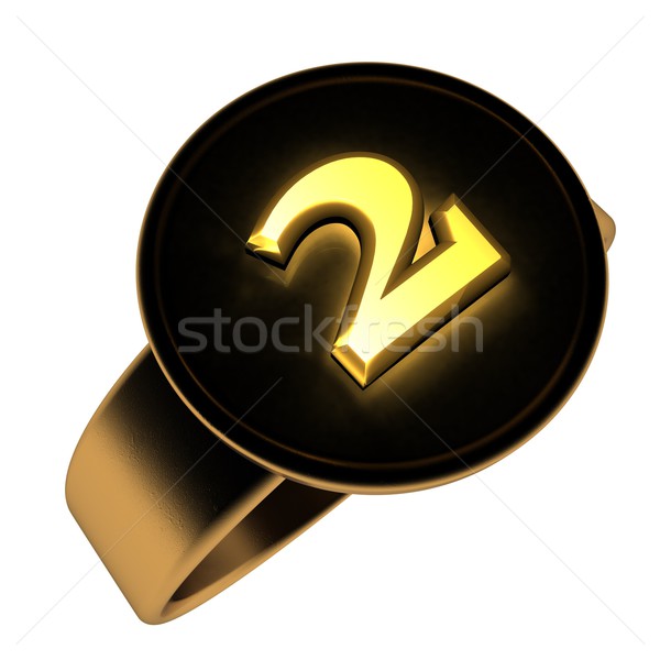Szám arany fekete gyűrű 3d render izolált Stock fotó © Koufax73