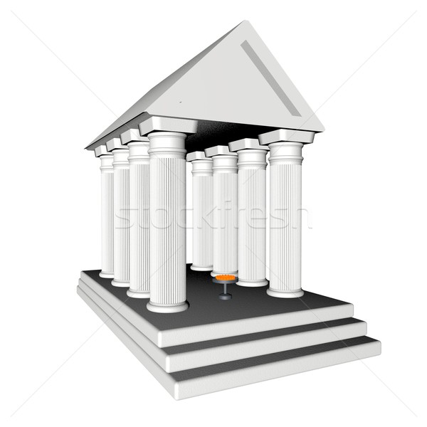 Foto stock: Templo · branco · grego · isolado · 3d · render · pedra