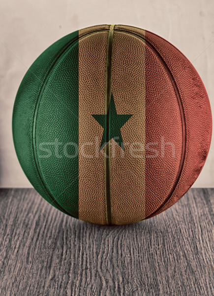 Stock foto: Senegal · Basketball · Flagge · Holz · Oberfläche · Sport