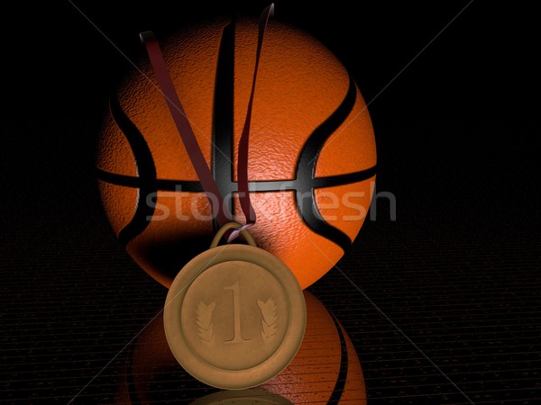 Stock photo: Basketball and gold medal