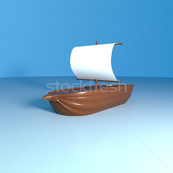 Hajó fából készült tenger 3d render tér kép Stock fotó © Koufax73