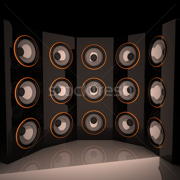三維渲染 廣場 圖像 揚聲器 功率 聽起來 商業照片 © Koufax73