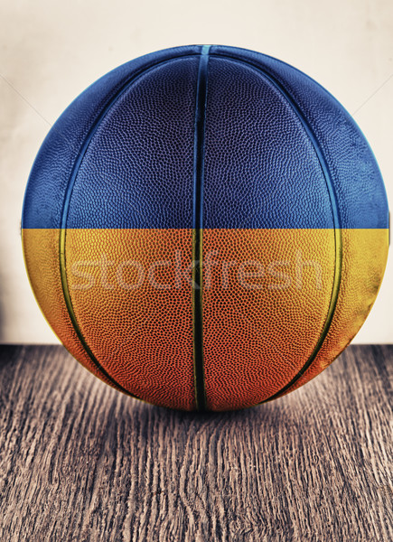 ストックフォト: ウクライナ · バスケットボール · 古い · 革 · フラグ