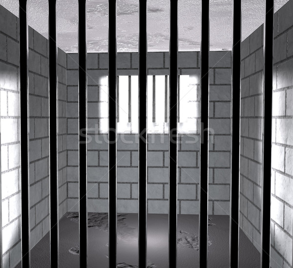 Cellule de prison à l'intérieur prison lumière à l'extérieur rendu 3d Photo stock © Koufax73