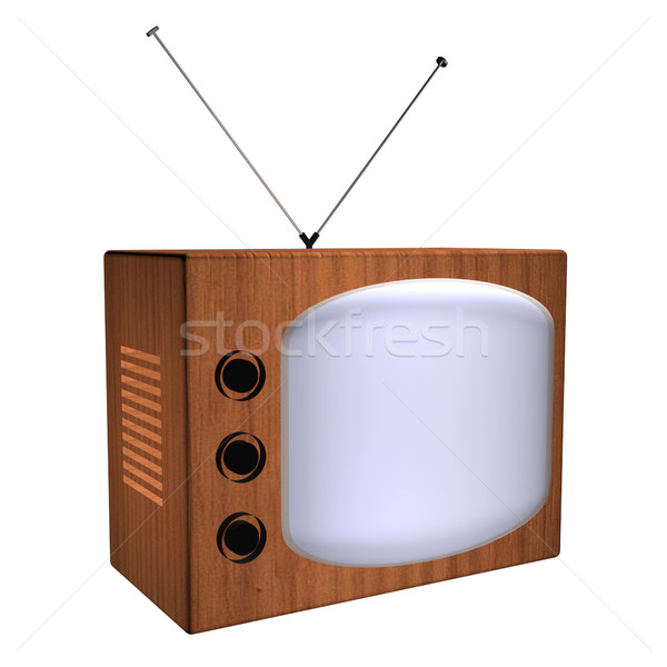 Foto d'archivio: Vecchio · legno · tv · rendering · 3d · televisione · vintage