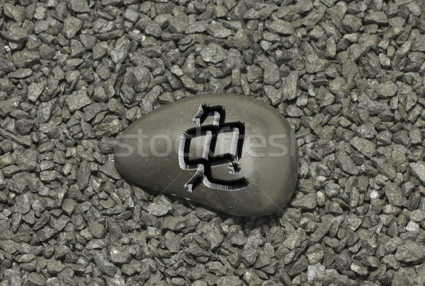 Stone with chinese ideogram 'Tu' ('Rabbit'), symbol of the chinese horoscope Stock photo © Koufax73