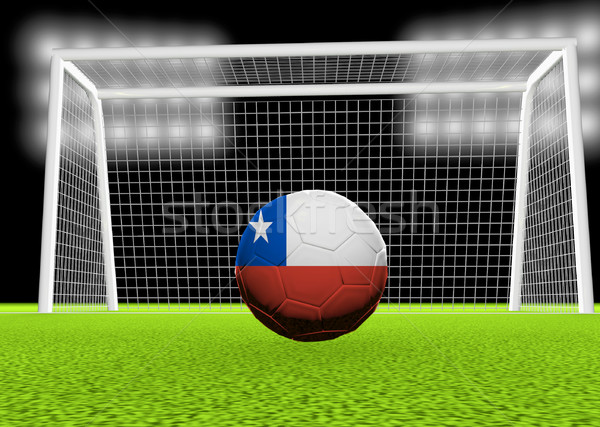 Futbol Şili bayrak futbol topu net 3d render Stok fotoğraf © Koufax73