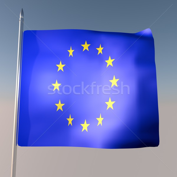 Foto stock: Ue · bandera · cielo · azul · 3d · cuadrados · imagen