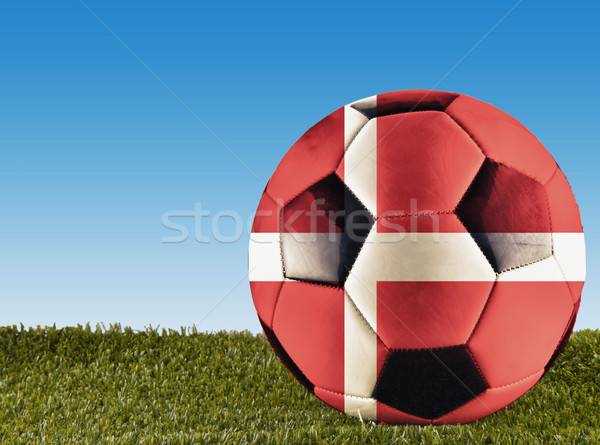 Stockfoto: Denemarken · voetbal · gras · ingericht · vlag · voetbal