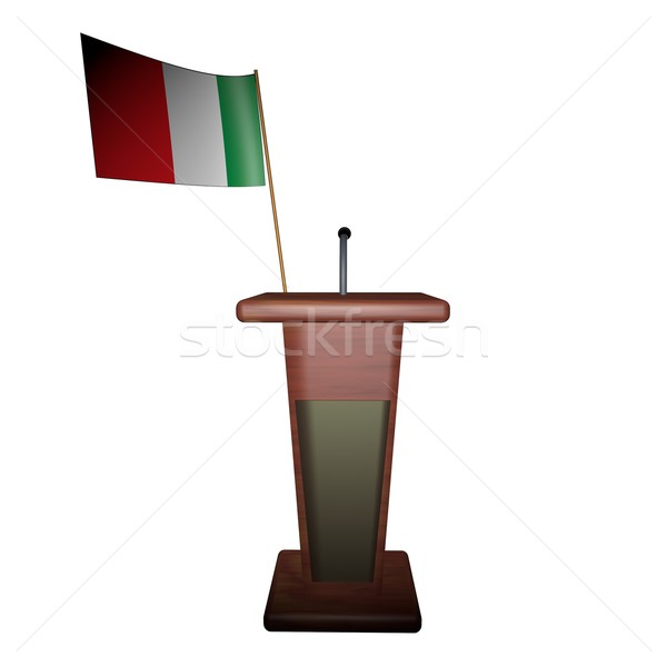 Pódio Itália bandeira bandeira italiana atrás alto-falante Foto stock © Koufax73