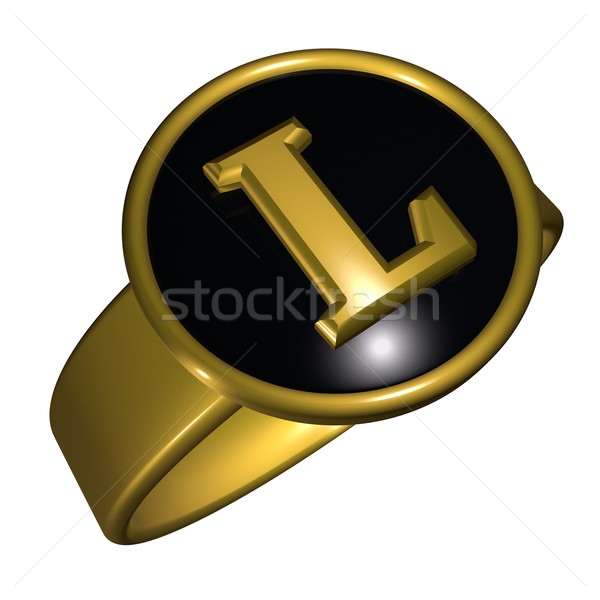 письме черный золото кольца 3d визуализации Сток-фото © Koufax73