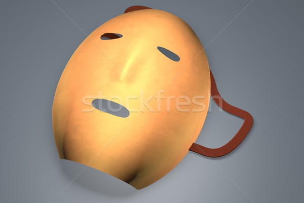 Gouden masker grijs 3d render geld gezicht Stockfoto © Koufax73