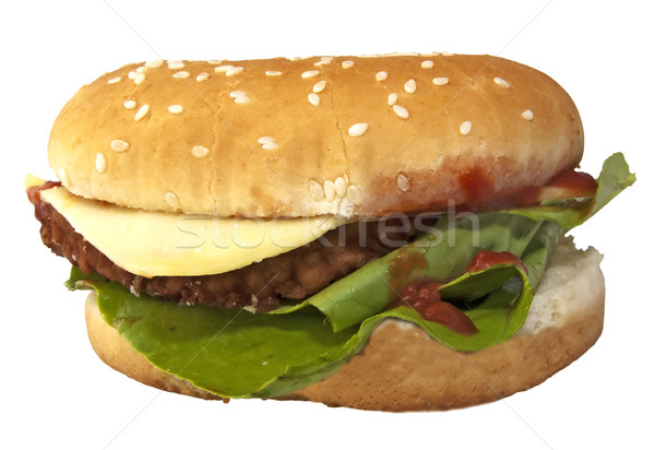 Cheeseburger salată izolat alb roşu sandwich Imagine de stoc © Koufax73