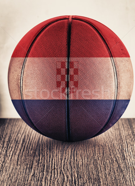 Stock foto: Kroatien · Basketball · alten · Leder · Flagge