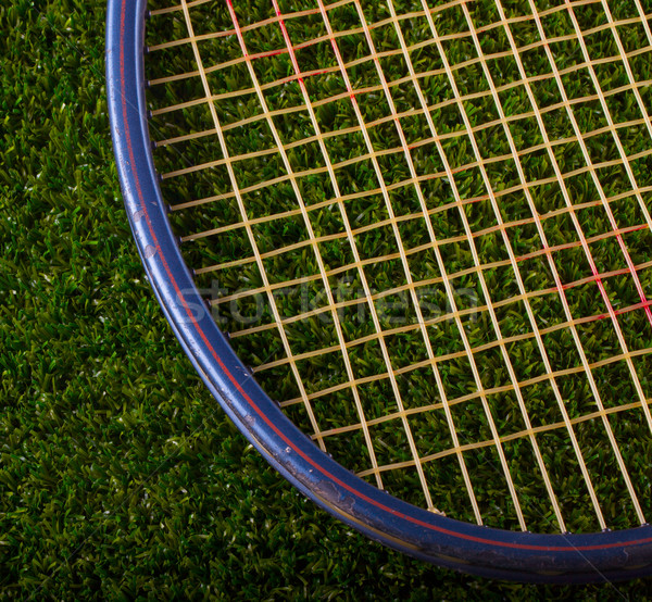 Racchetta da tennis vecchio riposo erba estate campo Foto d'archivio © Koufax73