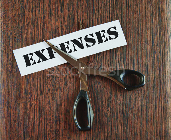 Despesas tesoura palavra escrito papel Foto stock © Koufax73