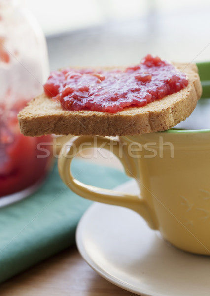 Reggeli pirítós lekvár teáscsésze függőleges kép Stock fotó © Koufax73