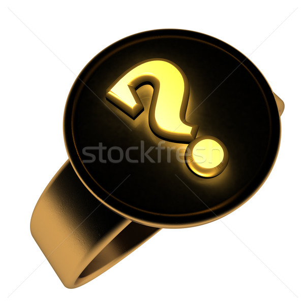Kérdő gyűrű osztályzat szimbólum arany fekete Stock fotó © Koufax73