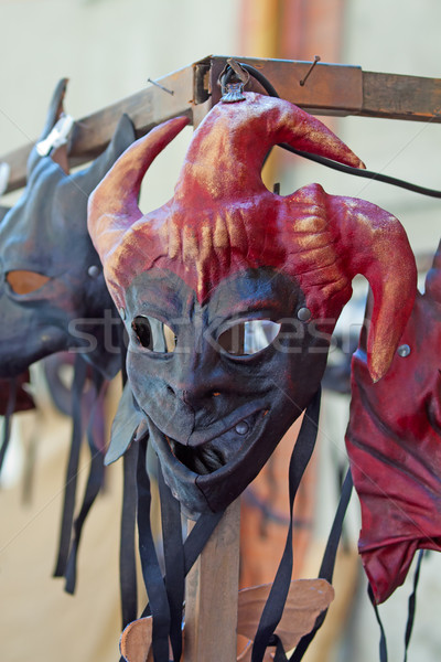 Masker demon Rood zwarte glimlach kunst Stockfoto © Koufax73