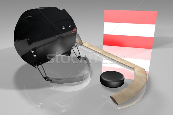 Stock fotó: Ausztria · jégkorong · zászló · sisak · bot · felület