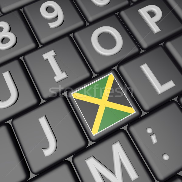 ストックフォト: ジャマイカ · キー · フラグ · キーボード · 3dのレンダリング · 広場