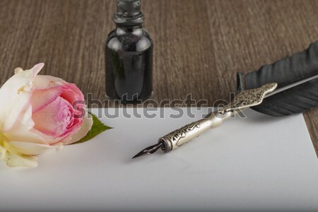 Amour lettre rose vieux stylo encre [[stock_photo]] © Koufax73