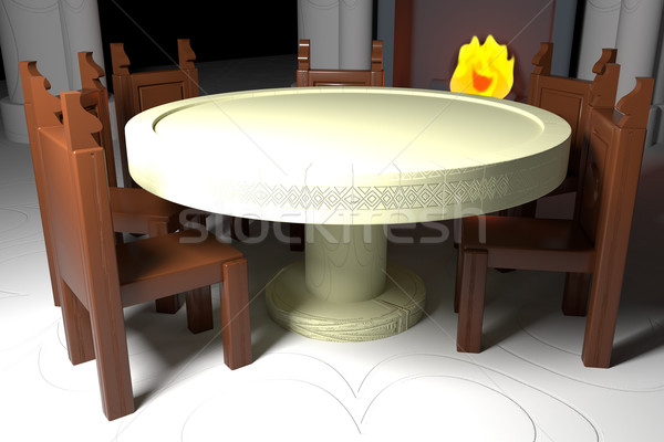 Asztal gótikus díszítések 3d render vízszintes kép Stock fotó © Koufax73