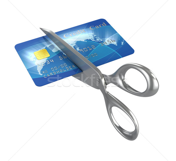 Olló vág hitelkártya 3d illusztráció vásárlás kék Stock fotó © koya79
