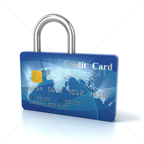 Creditcard hangslot 3D business abstract technologie Stockfoto © koya79