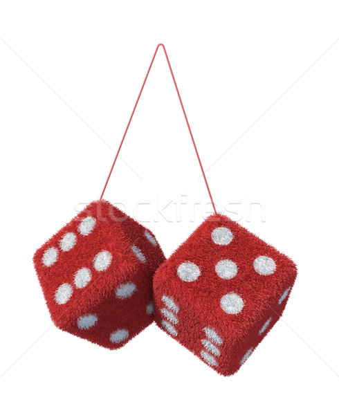 Bolyhos szőrös piros kocka fehér játék Stock fotó © koya79
