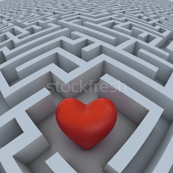 Labyrinth Liebe Herz Hintergrund Puzzle Weg Stock foto © koya79