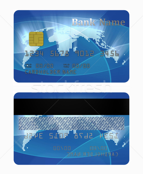 Kreditkarte Vorderseite zurück Seite Welt Technologie Stock foto © koya79