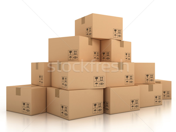 Cartão caixas ilustração 3d quarto conselho saldo Foto stock © koya79