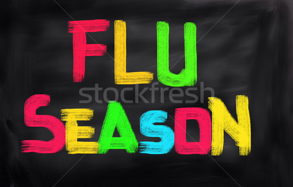 Influenza évszak gyógyszer hideg vírus szöveg Stock fotó © KrasimiraNevenova