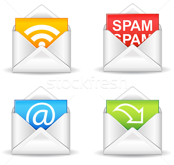 Email ikonok spam rss feltöltés felirat Stock fotó © kraska
