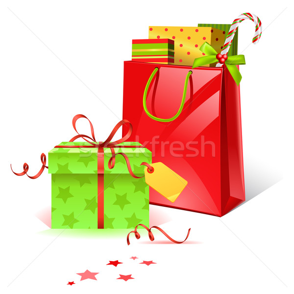 聖誕節 禮物 購物袋 設計 紅色 商業照片 © kraska