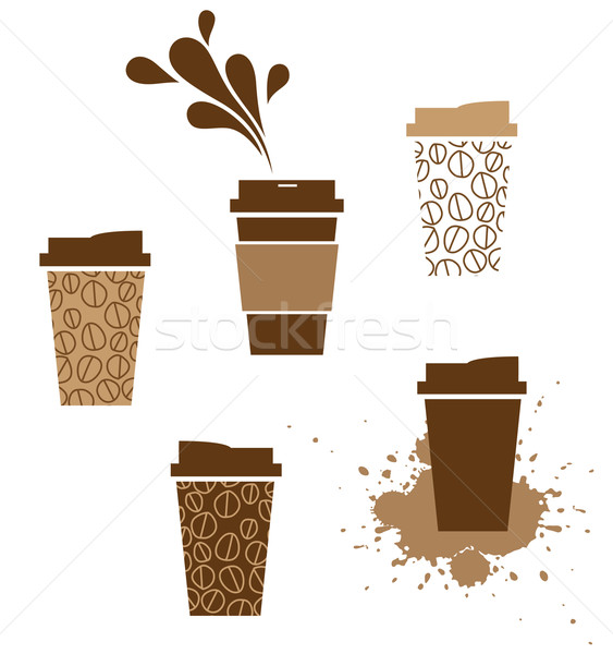 Stockfoto: Koffiekopje · koffie · papier · beker · splash · cafe