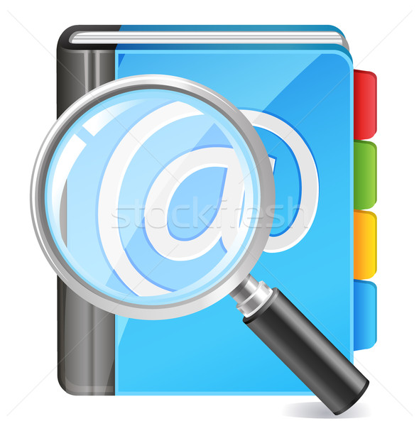 Ikona wyszukiwania kontakt biuro notebooka Zdjęcia stock © kraska
