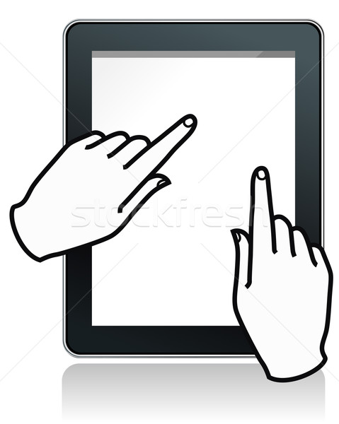 Tocar comprimido mãos mão tecnologia monitor Foto stock © kraska
