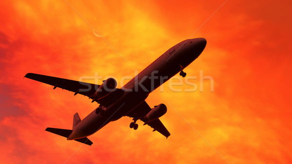 Avion coucher du soleil avion ciel [[stock_photo]] © kravcs