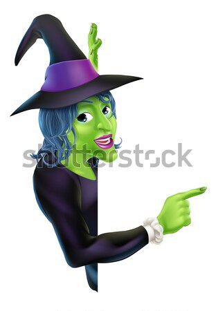 Halloween desenho animado chapéu de bruxa feliz mensagem Foto stock © Krisdog