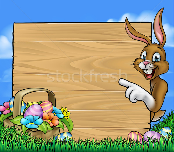 Stockfoto: Easter · Bunny · teken · cartoon · rond · wijzend