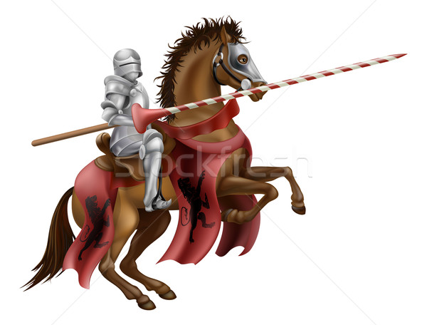 Knight with lance on horse Stock photo © Krisdog