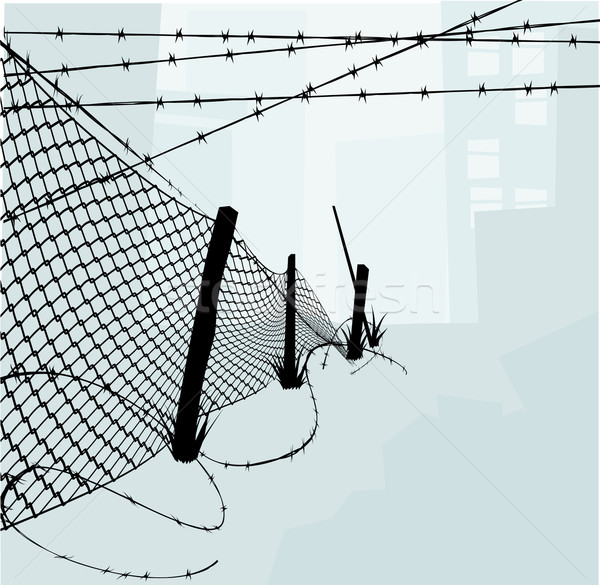 Chain Link Fence and Barbed Wire Vector Illustration Stock photo © Krisdog