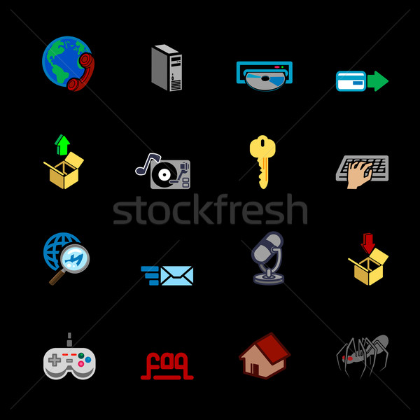 Foto stock: Internet · ícone · web · conjunto · os · ícones · do · web · negócio · compras