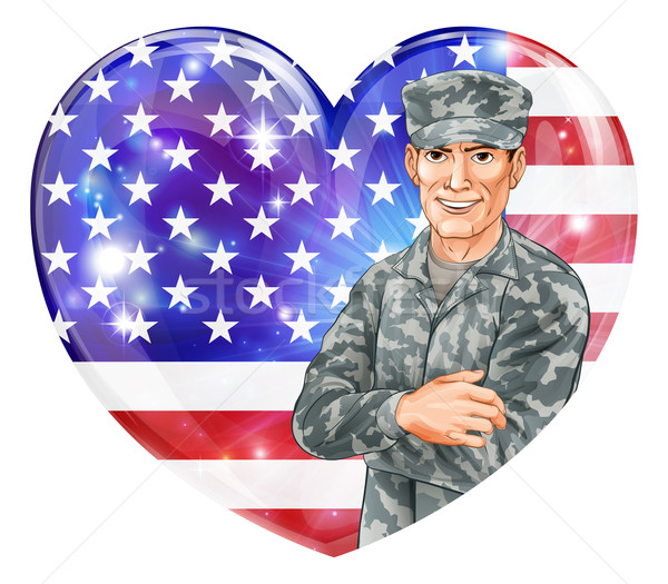 Soldat coeur pavillon USA illustration élégant [[stock_photo]] © Krisdog