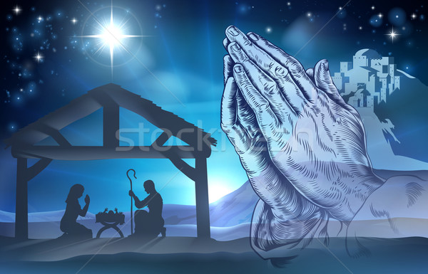 Praying Hands Nativity Scene Stock photo © Krisdog